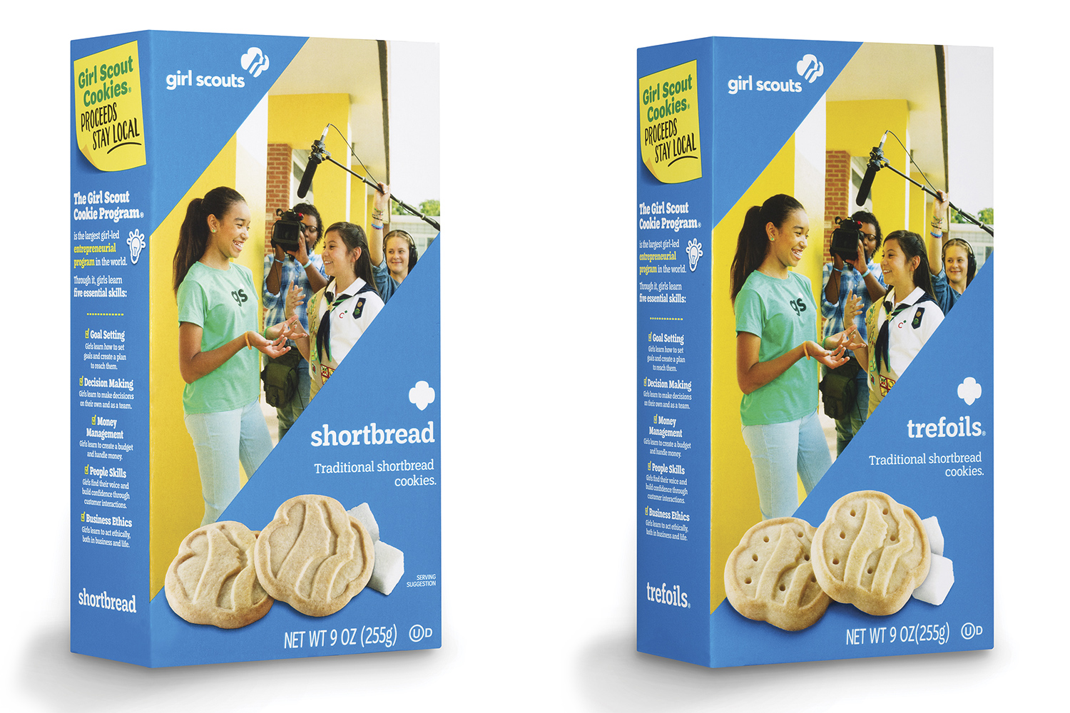 two boxes of trefoils and shortbread