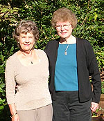 Jean and Gladys in her beautiful garden in Exminster, which is a suburb or Exeter.