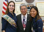 Photo of U.S. Senator Daniel Akaka with Susan and Nibia.
