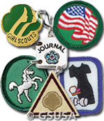 Collage of Girl Scout insignia. &copy; GSUSA. All rights reserved.