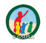 Now and Then Stories from Around the World Badge. &copy; GSUSA. All rights reserved.