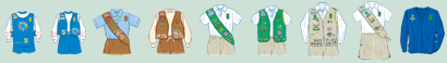 Illustration of Girl Scout uniforms.
