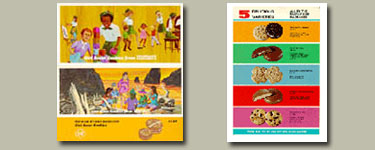Photo of 1970s cookie boxes. &copy; GSUSA. All rights reserved.