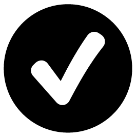 White check mark in a black circle