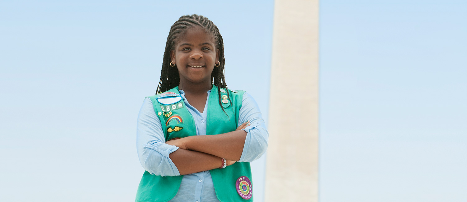  Girl Scout outside in Washington, D.C. 